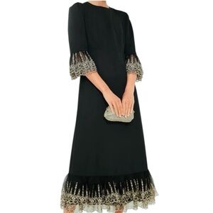 Pomander‎ Place Black Lilith Gold Lace Midi Dress NWT Size XXL